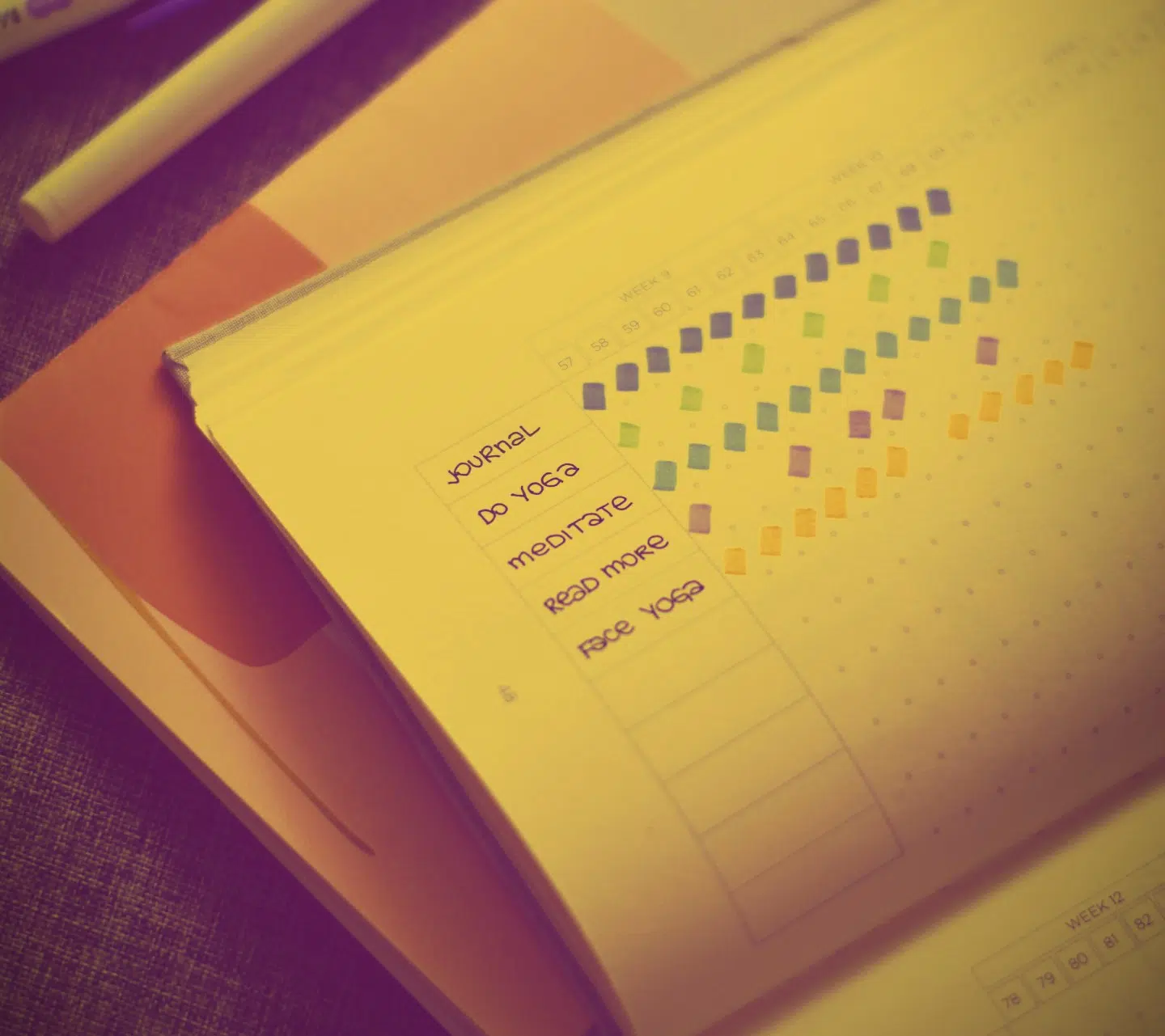 Habits checklist in a bullet notebook