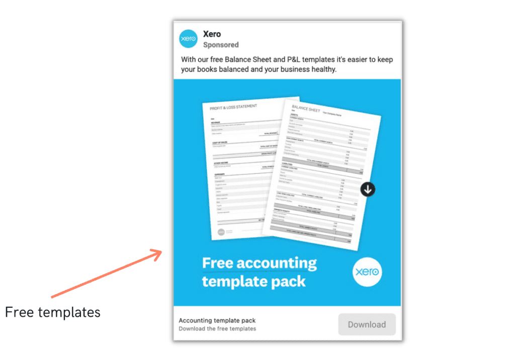 Example of free template pack used as a lead magnet