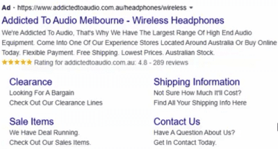 google bluetooth headphone ad extensions